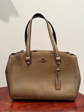 Coach Pebbled Leather Satchel/crossbody in Metallic Green